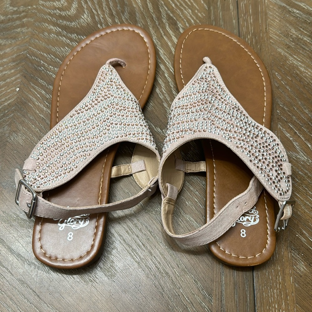 Faded Glory Sparkly Tan Gladiator Sandals, 8